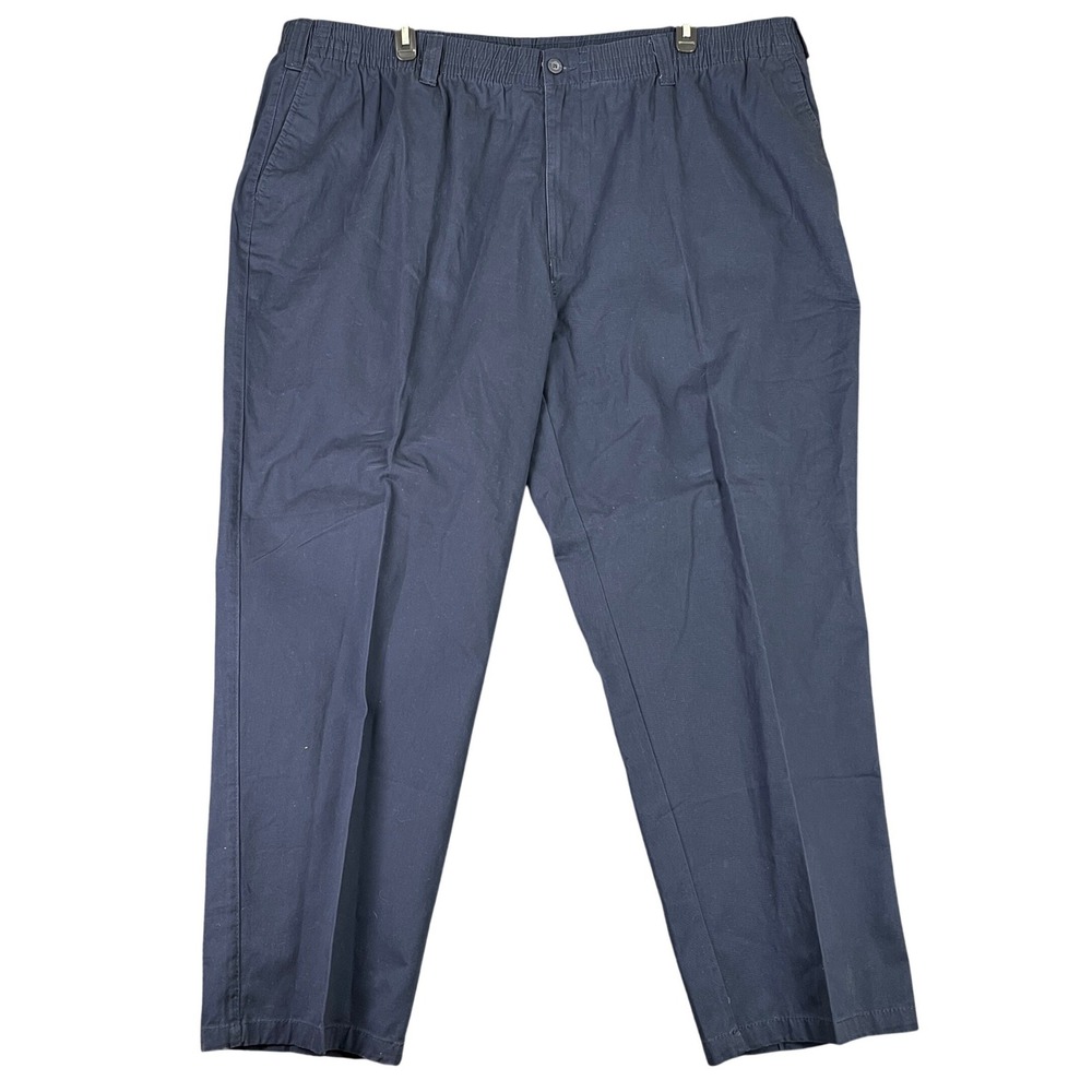 Harbor Bay Business Casual Pants Men 3XL 32 Loose Fit Elastic Waist Cotton Twill